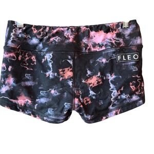 Fleo‎ Pink Black Tie Dye Compression Booty Shorts Womens Medium